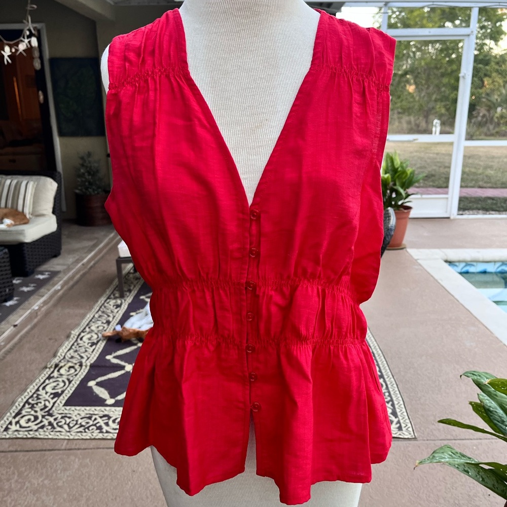 RACHEL Rachel Roy Vibrant Red Button-Down Blouse